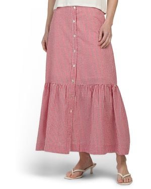 TJ Maxx Cotton Blend Gingham Midi Skirt For Cotton/Polyester - Pink