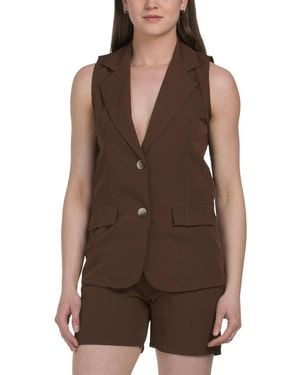 TJ Maxx 2 Button Long Vest For Polyester - Brown