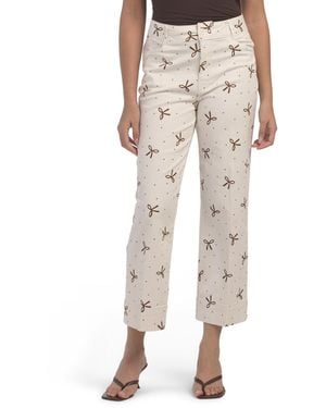 TJ Maxx Printed Cropped Slant Pocket Pants For Spandex/Cotton - Natural