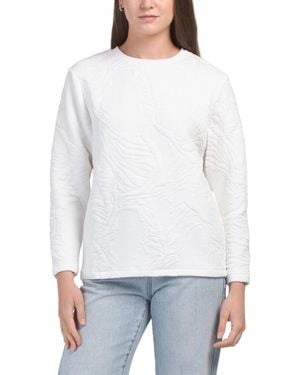 TJ Maxx Long Sleeve Crew Neck Quilted Sweatshirt, Spandex/Cotton/Polyester - White