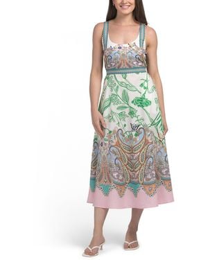 TJ Maxx Sleeveless Belted Maxi Dress For Cotton - Green