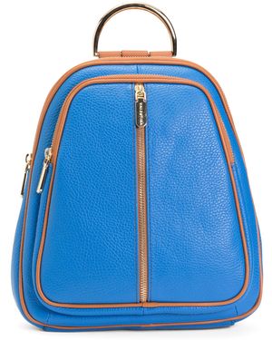 TJ Maxx Leather Dome Pack With Metal Top Carry Ring For Leather - Blue