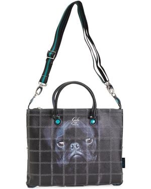 TJ Maxx Leather Printed Medium Satchel - Blue