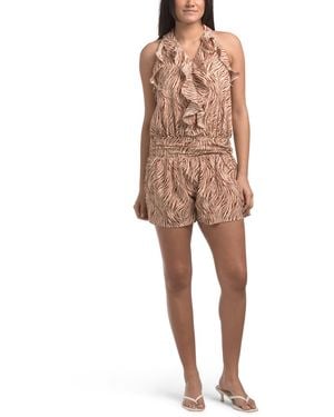 TJ Maxx Ruffle Front Romper For Spandex/Polyester - Natural