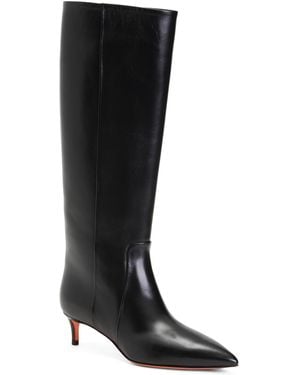 TJ Maxx Leather High Shaft Kitten Heel Boots For - Black