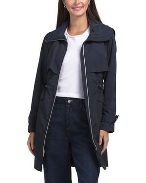 TJ Maxx Long Travel Packable Raincoat, Nylon/Polyester - Blue