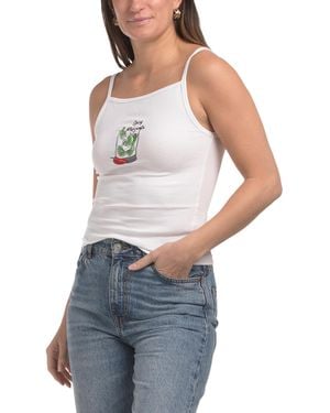 TJ Maxx Spicy Margarita Embroidered Tank For Spandex/Cotton - White