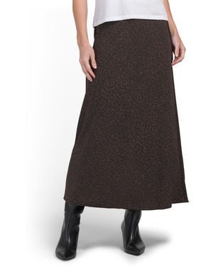 TJ Maxx Printed Satin Back Crepe Flared Skirt For Spandex/Polyester - Brown