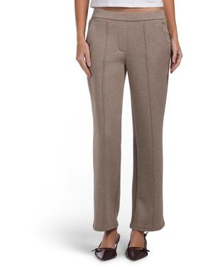 TJ Maxx Petite Pull On Pintuck Wide Leg Knit Pants For Spandex/Modal/Polyester - Gray