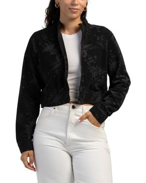 TJ Maxx Cropped Floral Print Jacket For Polyester - Black