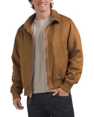 TJ Maxx Faux Suede Bomber Jacket For Polyester/Leather/Suede - Brown