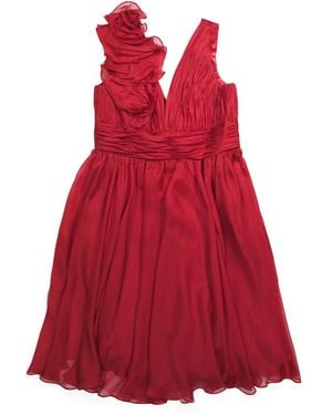 TJ Maxx Plus Sleeveless Floral Ruffle Cocktail Dress For Polyester - Red