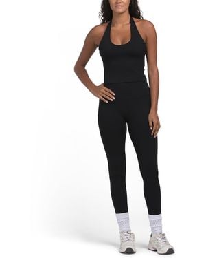 TJ Maxx 2Pc Active Lifestyle Halter Top And Leggings Set, Nylon/Spandex - Black