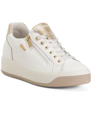 TJ Maxx Leather Sneakers With Lateral Zippers For Leather - White