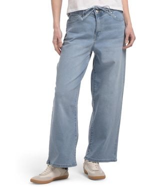 TJ Maxx High Rise Wide Leg Ankle Jeans With Cord Tie Belt For Spandex/Cotton/Polyester - Blue