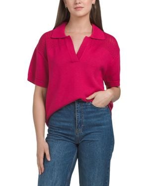 TJ Maxx Polo Sweater, Cotton/Acrylic - Red