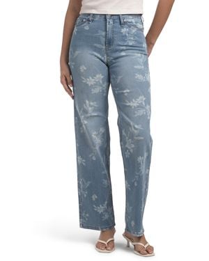 TJ Maxx Wide Leg Discharge Print Jeans For Spandex/Cotton/Polyester - Blue