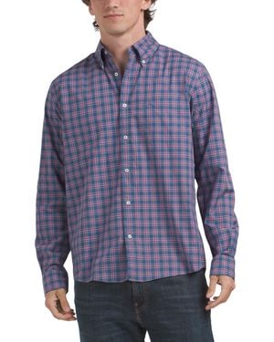 TJ Maxx Non-Iron Stretch Button Down Shirt For Spandex/Cotton - Blue