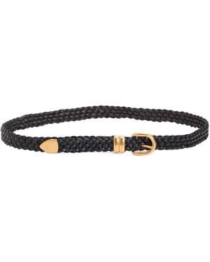TJ Maxx Leather Narrow Braided Belt For - Black