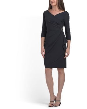 TJ Maxx Three-Quarter Sleeve Short Contour Collection Mini Dress For Nylon/Spandex - Black