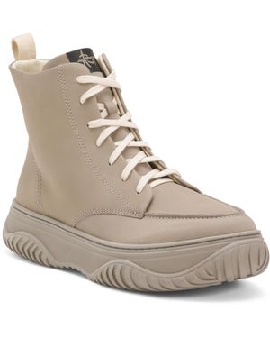TJ Maxx Leather Gorp Lace Up Booties For - Natural