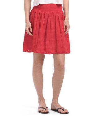 TJ Maxx Liliana Gauze Smocked Waist Skirt For Cotton - Red