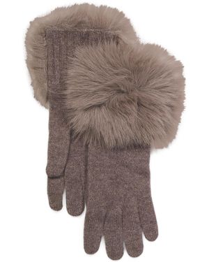 TJ Maxx Cashmere Faux Fur Cuff Gloves For - Gray