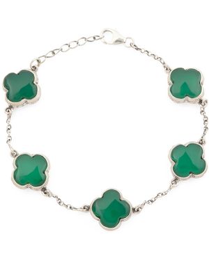 TJ Maxx Sterling Onyx Clover Bracelet - Green