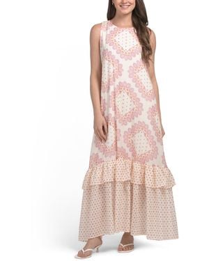 TJ Maxx Sleeveless Tiered Maxi Dress For Cotton - Pink