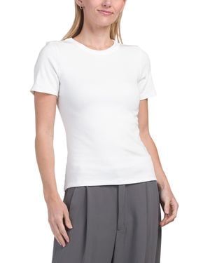 TJ Maxx Crew Neck Short Sleeve T-Shirt For Spandex/Rayon - White