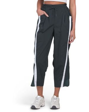 TJ Maxx Woven Pants With Side Stripe And Ruched Waistband, Nylon/Polyester - Blue