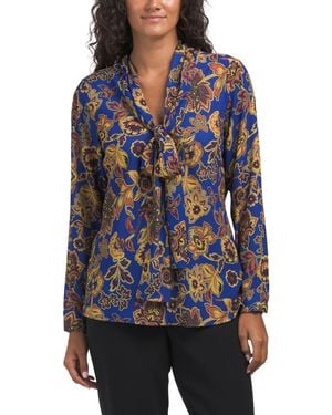TJ Maxx Floral Blouse For Polyester - Blue