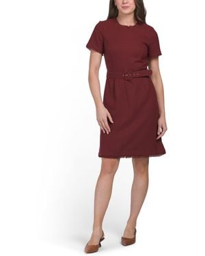 TJ Maxx Boucle Belted Mini Dress For Polyester/Rayon - Red