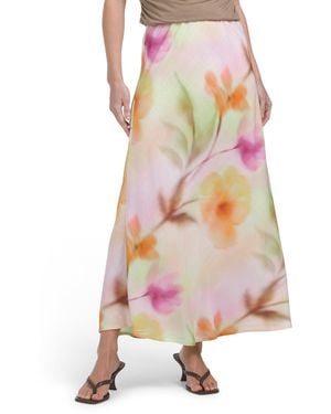TJ Maxx Blurred Maxi Skirt For Linen/Rayon - White