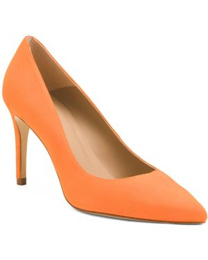 TJ Maxx Suede Floret Pointy Toe Court Pumps For Leather/Suede - Orange