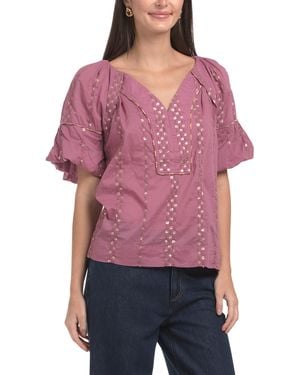 TJ Maxx Short Sleeve Woven Top For Cotton/Polyester - Red