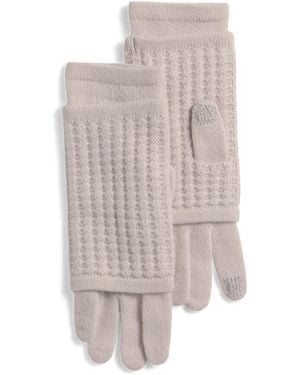 TJ Maxx Cashmere Waffle Stitch 3-In-1 Gloves For - White