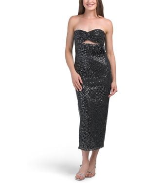 TJ Maxx Calia Rose Accent Sequin Midi Dress For Polyester - Black
