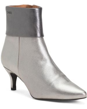 TJ Maxx Leather Almond Toe Booties For - Gray