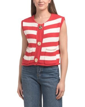 TJ Maxx Sleeveless Repeat Crew Neck Sweater, Cotton - Red