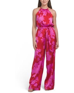 TJ Maxx Printed Floral Jumpsuit For Spandex/Polyester - Red