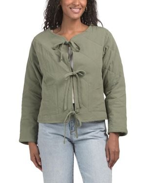 TJ Maxx Tie Front Quilted Jacket For Cotton/Polyester - Gray