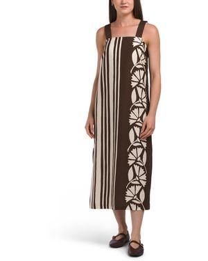 TJ Maxx Linen Blend Adjustable Strap Tube Dress With Side Slits For Linen/Viscose - Brown