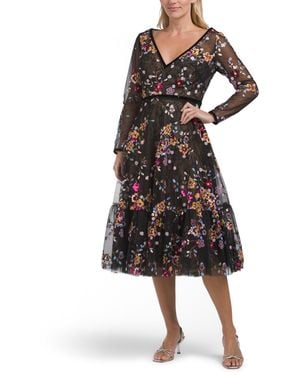TJ Maxx Quarter Sleeve Embellished Cocktail Dress For Polyester - Black