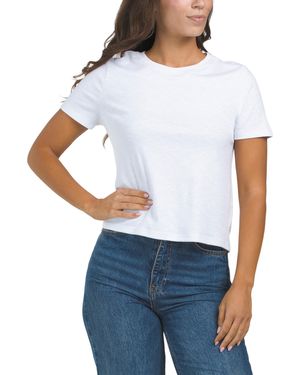 TJ Maxx Crew Neck Short Sleeve Slub T-Shirt For Modal/Cotton - White