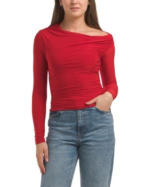 TJ Maxx Slouchy Off The Shoulder Long Sleeve Top For Spandex/Polyester - Red