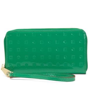 TJ Maxx Patent Leather Large Zip Around Wristlet Wallet, Leather - Green