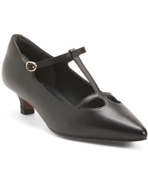 TJ Maxx Leather Celia T-Strap Pumps For - Black