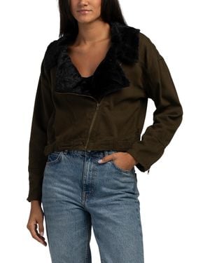 TJ Maxx Faux Fur Collar Jacket For Cotton - Black