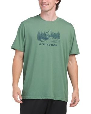 TJ Maxx Mountain Water Scene T-Shirt For Cotton - Green